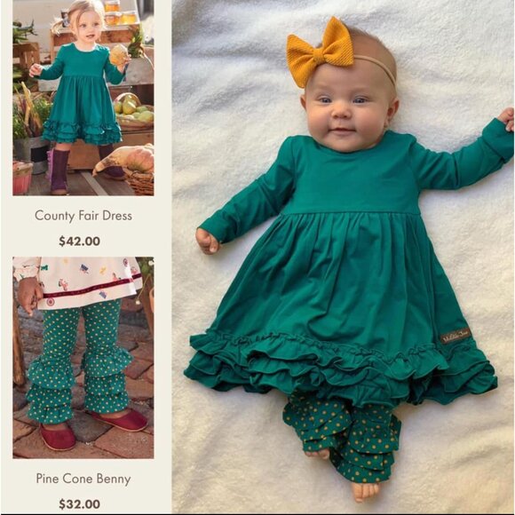 Matilda Jane County Fair Dress Infant Girls Size 12 - 18 months Pine cone Berry - Picture 3 of 14